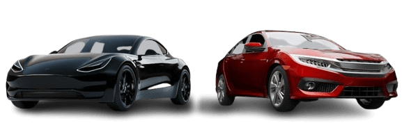 Deux voitures noire et rouge