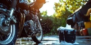 Laver une moto avec du savon