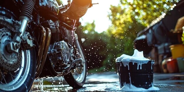 Laver une moto avec du savon