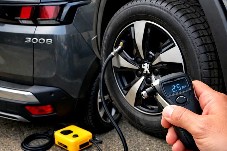 Mesurer la pression pneus 3008